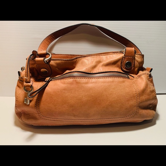 Fossil Leather Large Tan Shoulder Bag Satchel - Picture 2 of 9